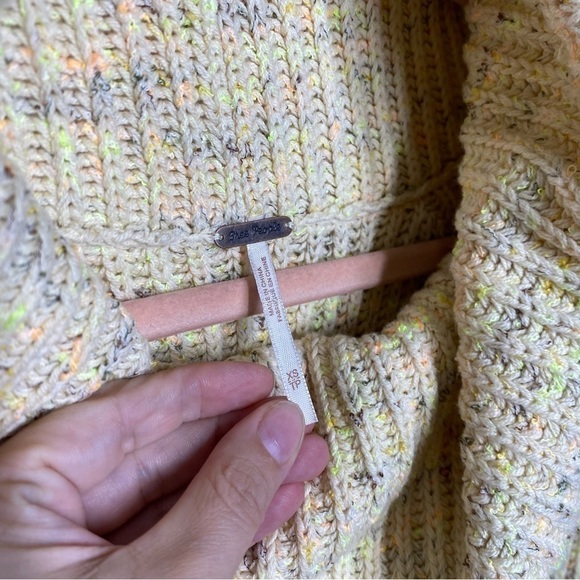 Free People Leo Tunic Cowl Neck Pullover Sweater in Sassy Peach Combo - Picture 3 of 6